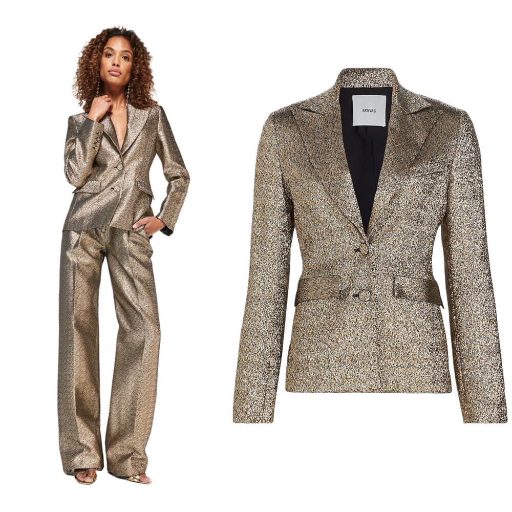 Aknvas Gold & Silver Metallic Valdi Blazer 6 / Medium